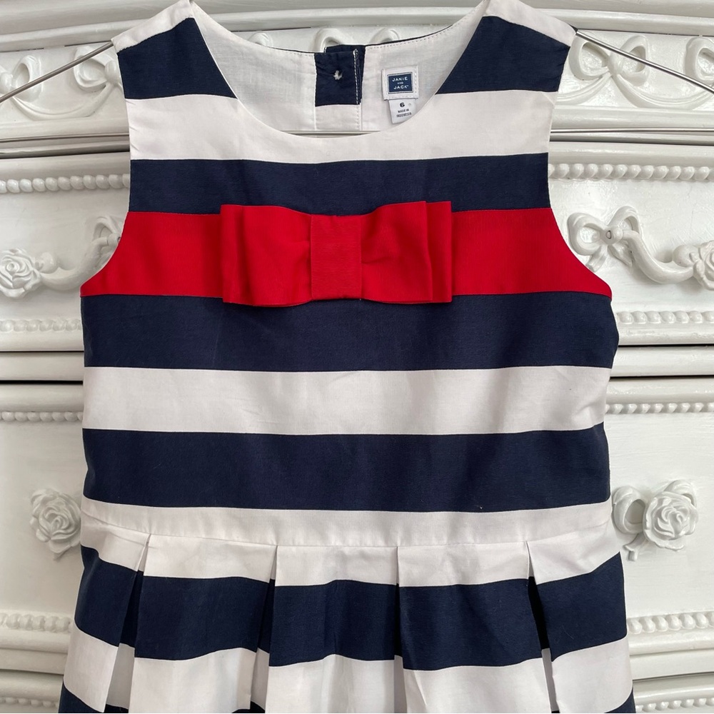 Janie and Jack red white blue dressy dress size 6 sleeveless patriotic 4th - Picture 2 of 6